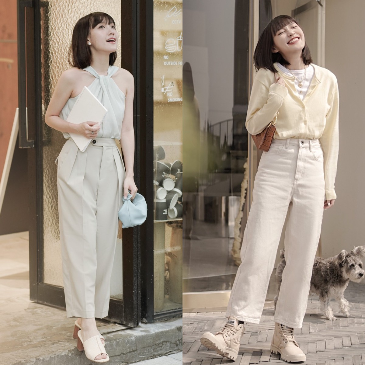 冬季米白色的裤子最佳搭配,白色裤子搭配任何颜色都好看