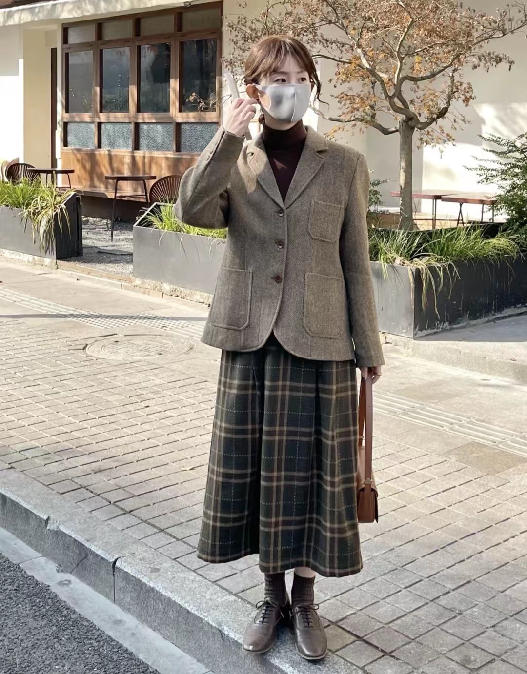 西装长裙搭配西装外套,西装外套配连衣裙气质高级感