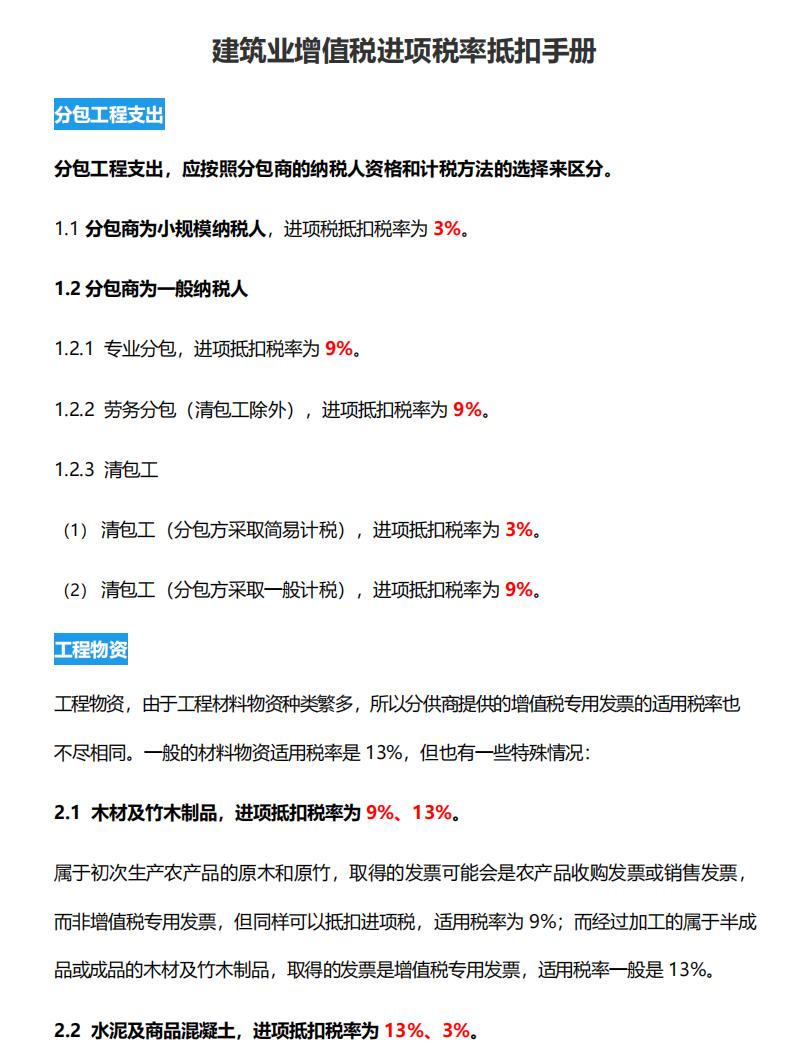 建筑工程增值税抵扣通俗讲解,建筑行业进项税抵扣税率表