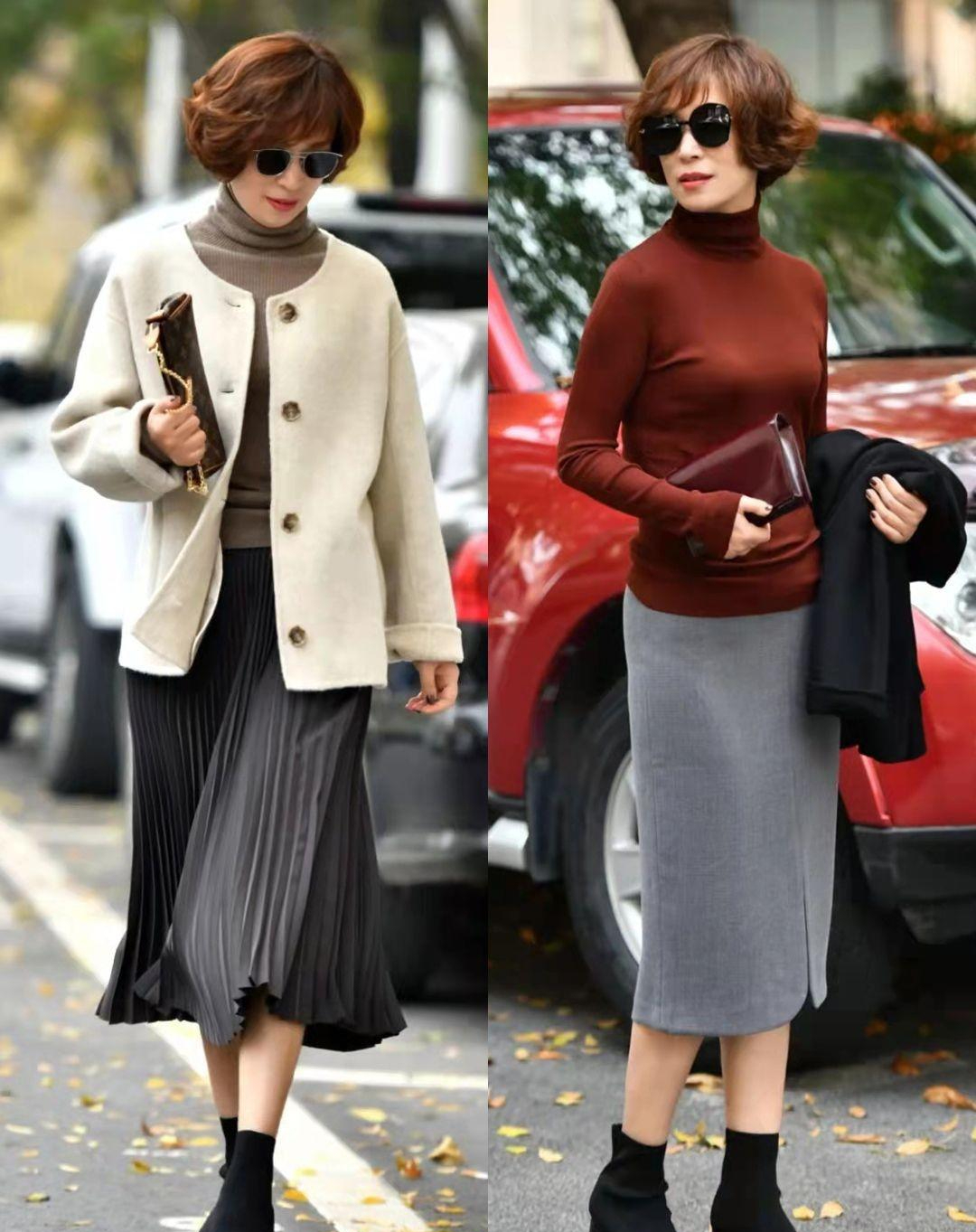 中年女人叠加穿搭冬季,叠冬天外套的技巧