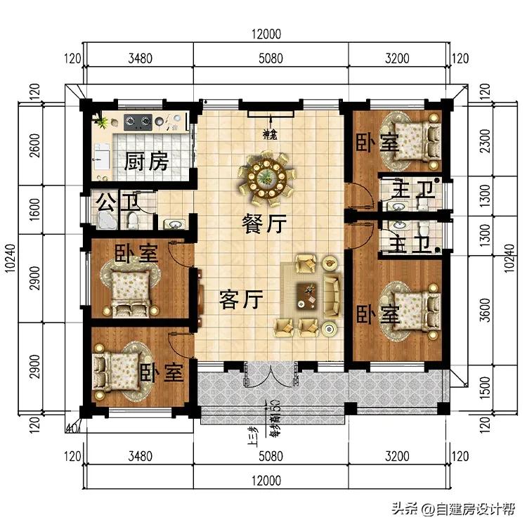 四川一层农村自建房110平米带堂屋,农村12米乘以17米一层自建房带院