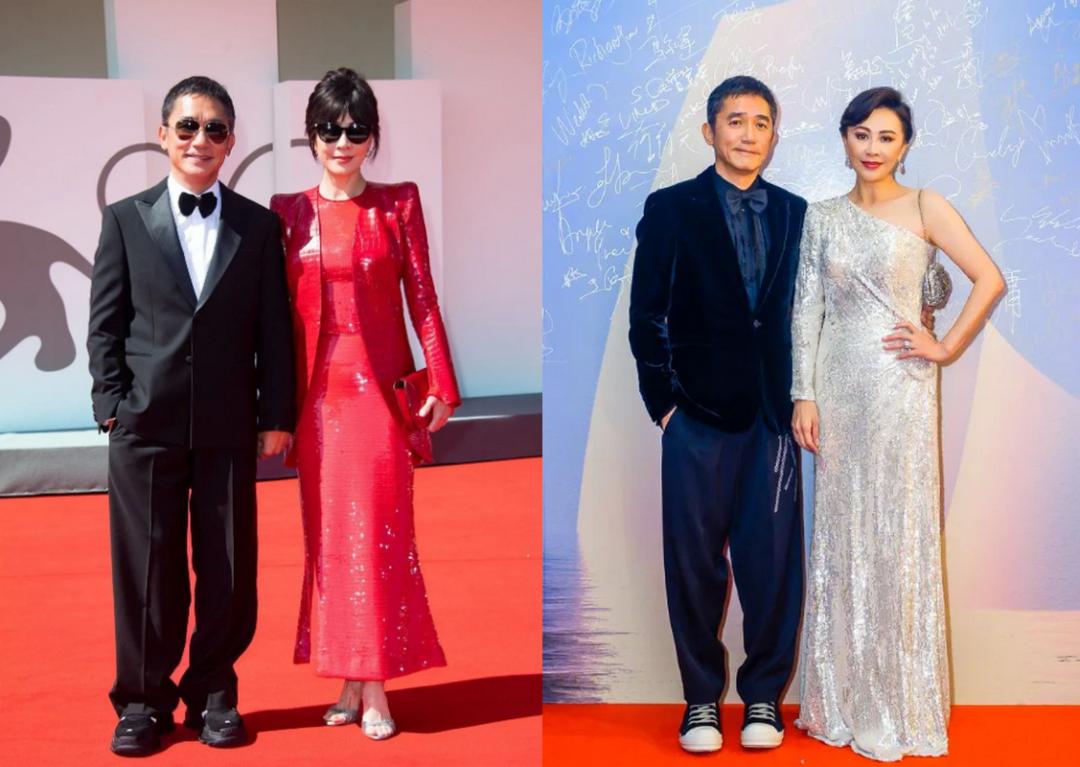 刘嘉玲与梁朝伟恩爱合照穿小香风,刘嘉玲梁朝伟红毯动图