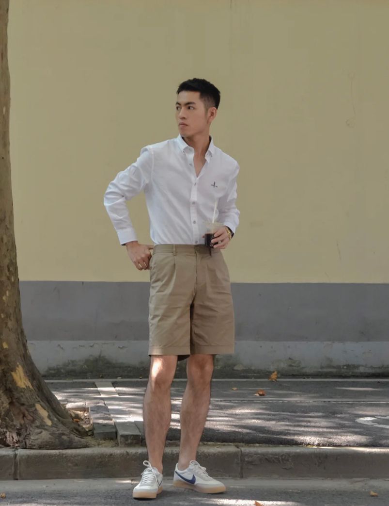 夏天男人白色短裤穿衣搭配,夏天短裤男士穿搭