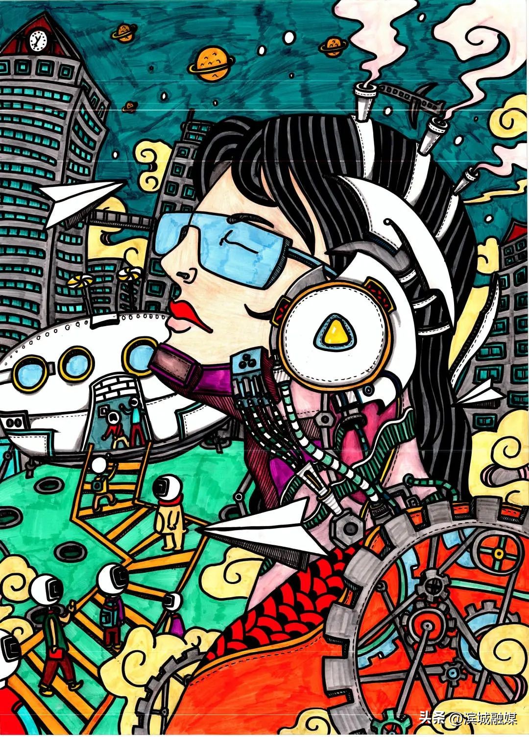 青少年科创大赛少儿绘画作品,少年科学幻想绘画大赛