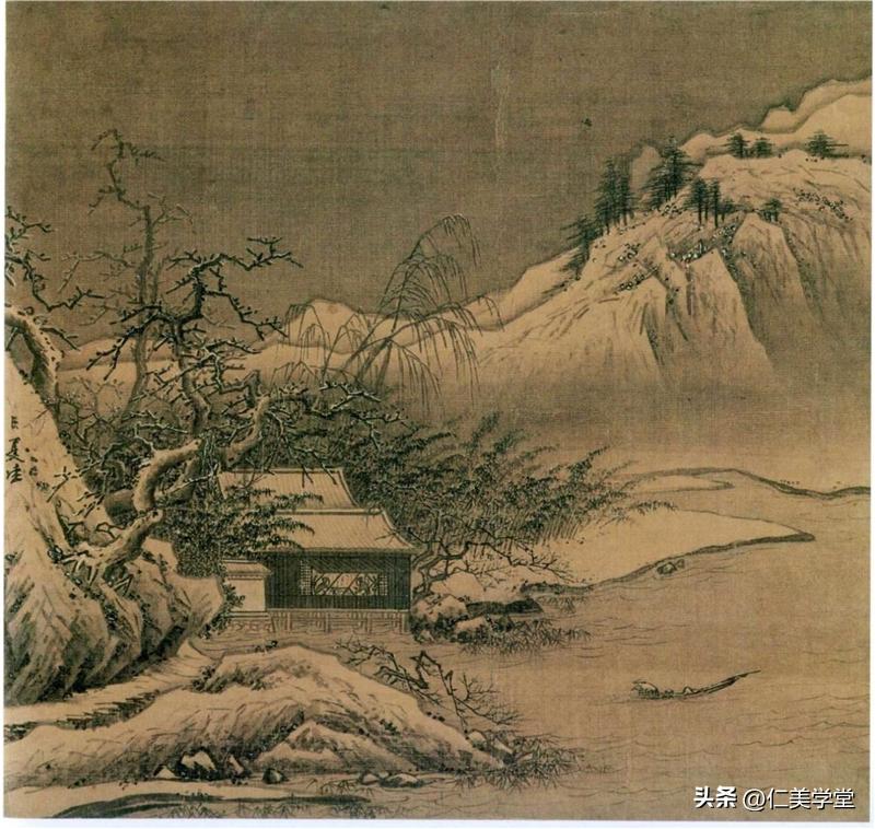 冬日雪景画法,冬季雪景松树的画法