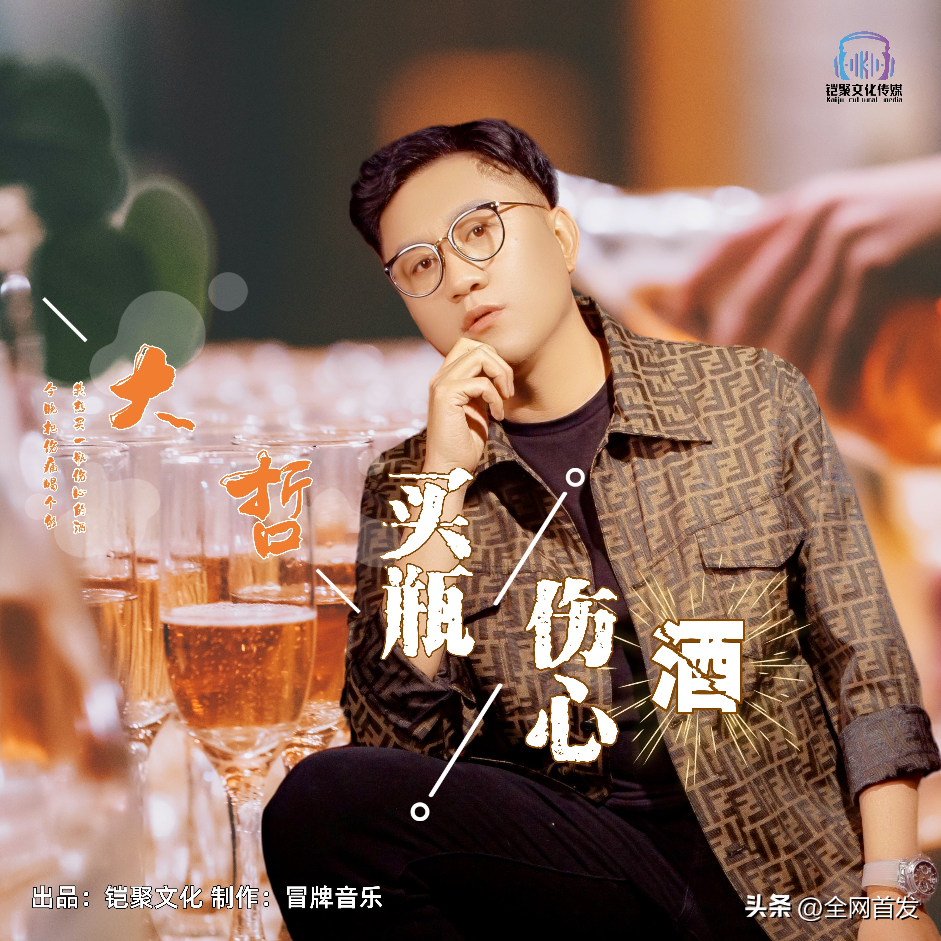 新歌首发大哲《买瓶伤心酒》铠聚文娱发行冒牌音乐制作