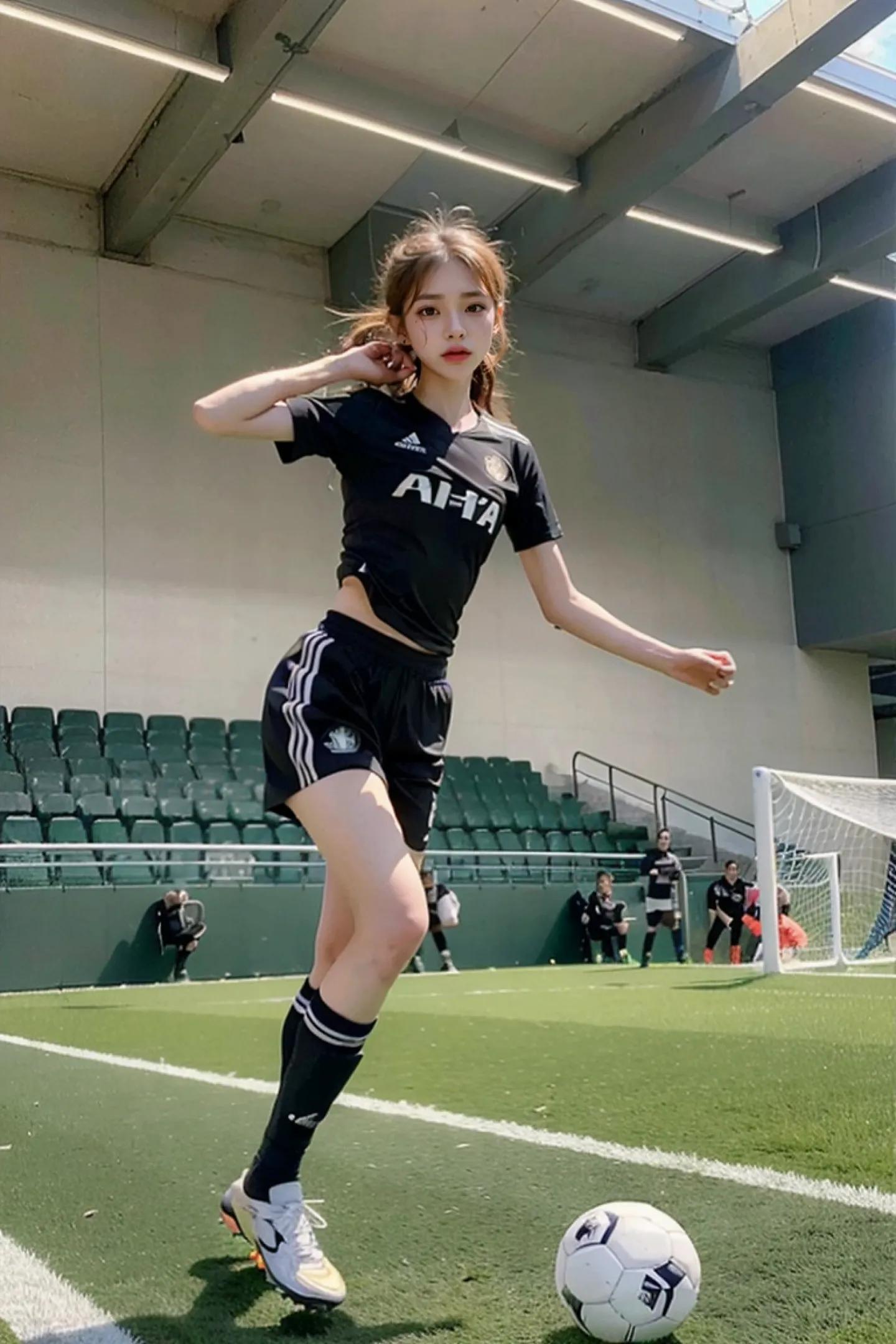 足球场上惊艳的女孩,足球场上的漂亮女孩