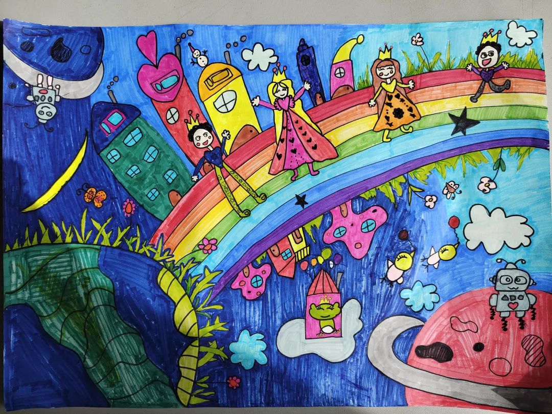 科幻画作品比赛二年级,少儿科幻绘画比赛一等奖