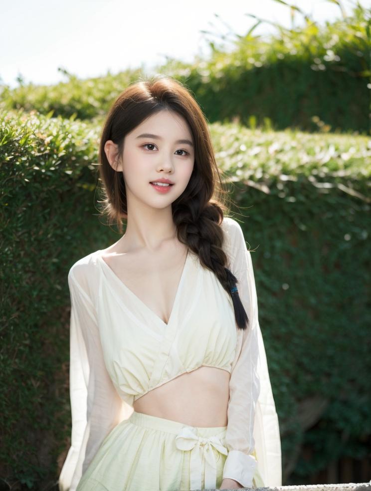 清纯少女写真眉眼如画清新自然,高颜值美女夏日清新阳光写真