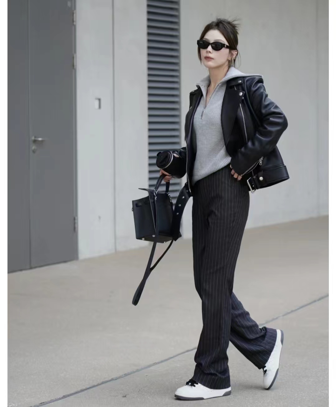 皮衣怎么搭配衣服女秋冬,2020洋气套装皮衣