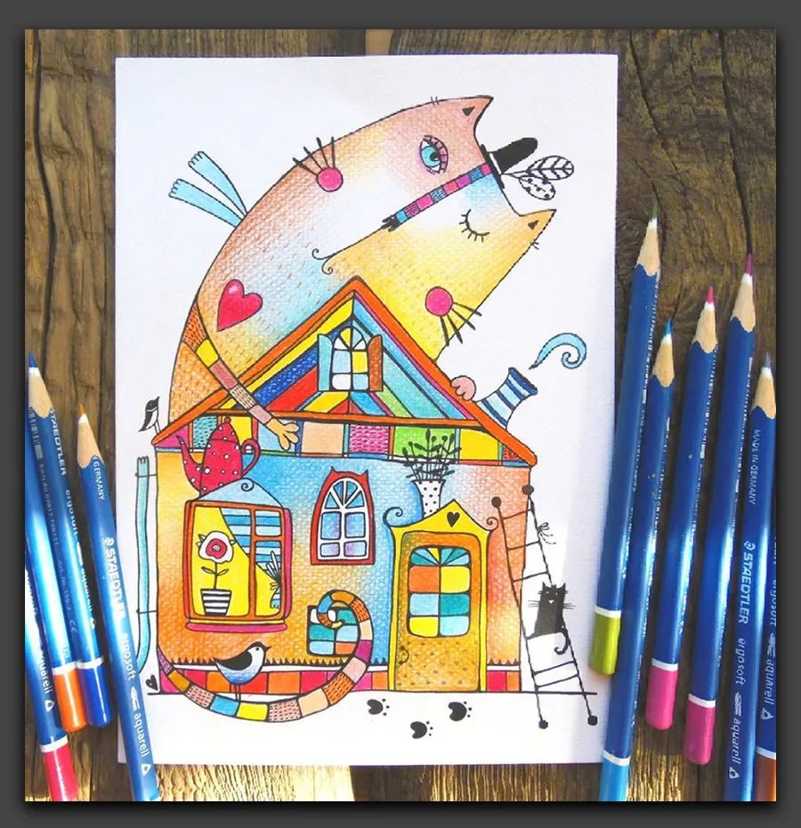 一眼让人惊艳的彩铅画,100幅适合零基础的彩铅画