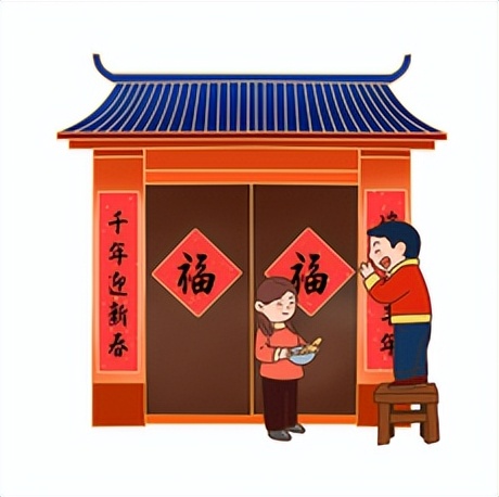 贴春联挂灯笼看图写话,放鞭炮贴春联看图写话