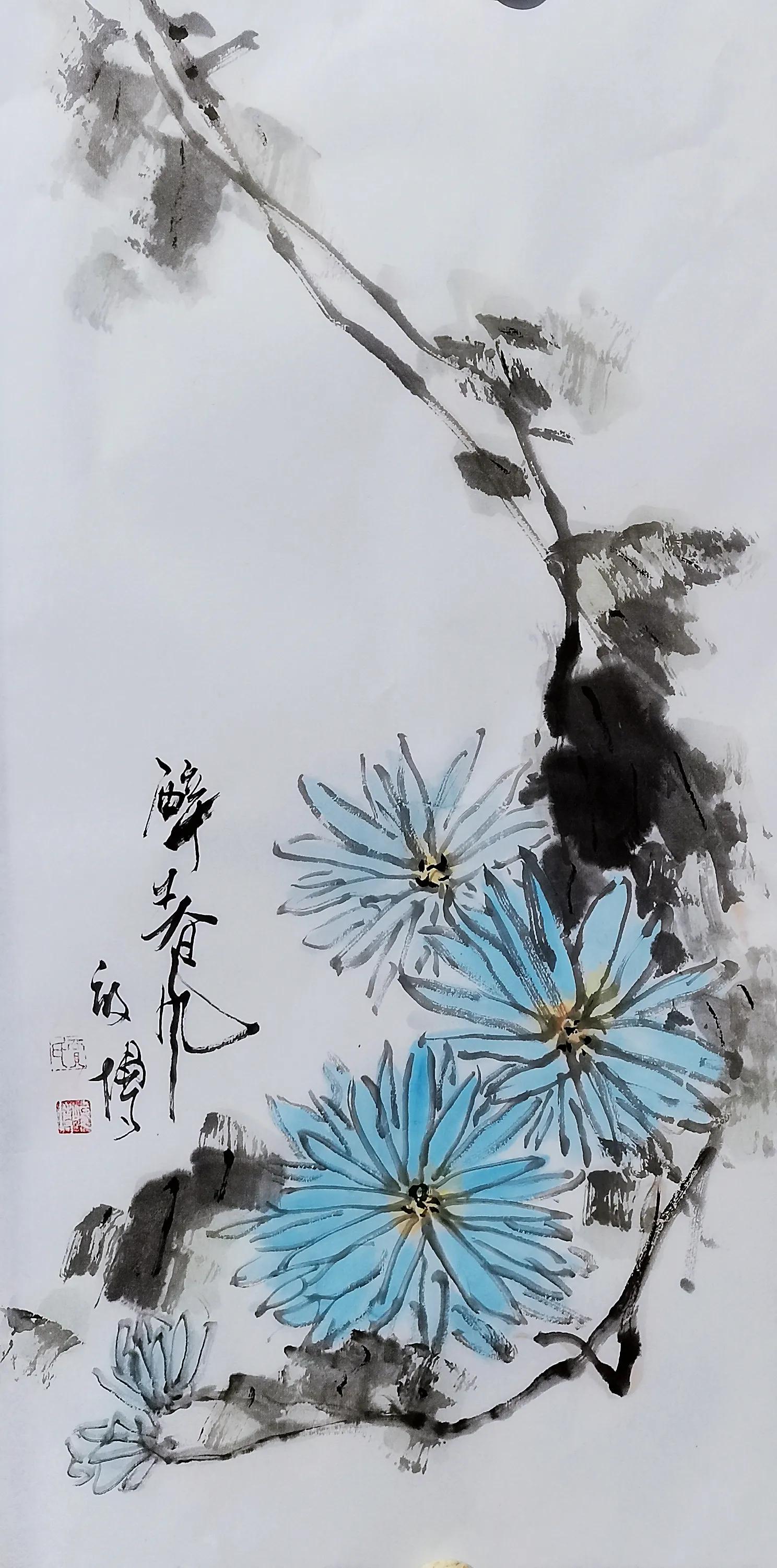 沈荣璋写意花鸟画,残荷写意花鸟画
