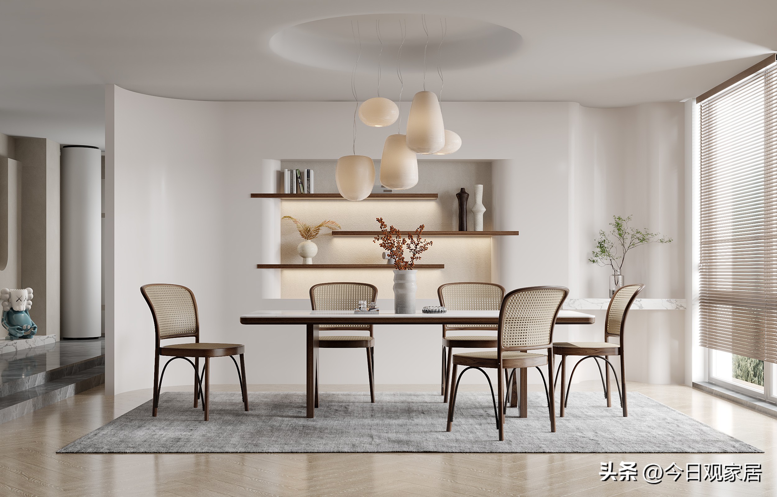 餐厅大圆桌桌面布置创意图片,特色餐厅设计风格大全