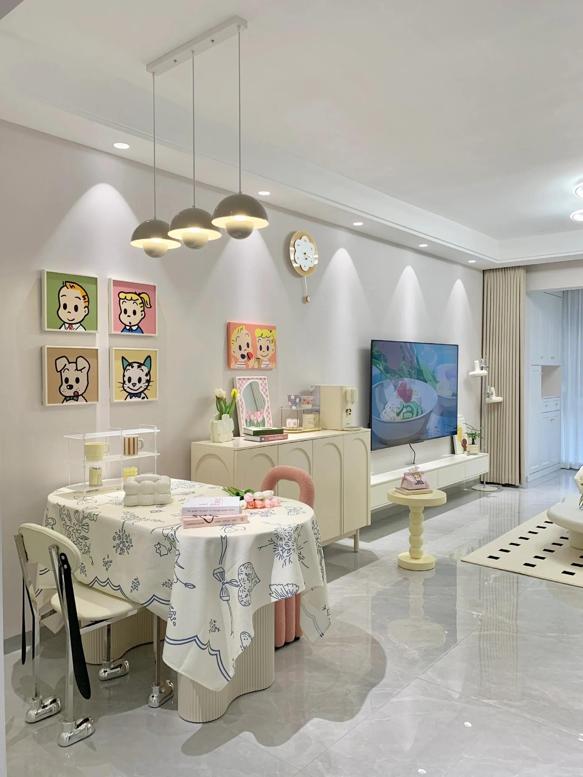 客餐厅一体吧台装修效果图,20平餐客一体装修