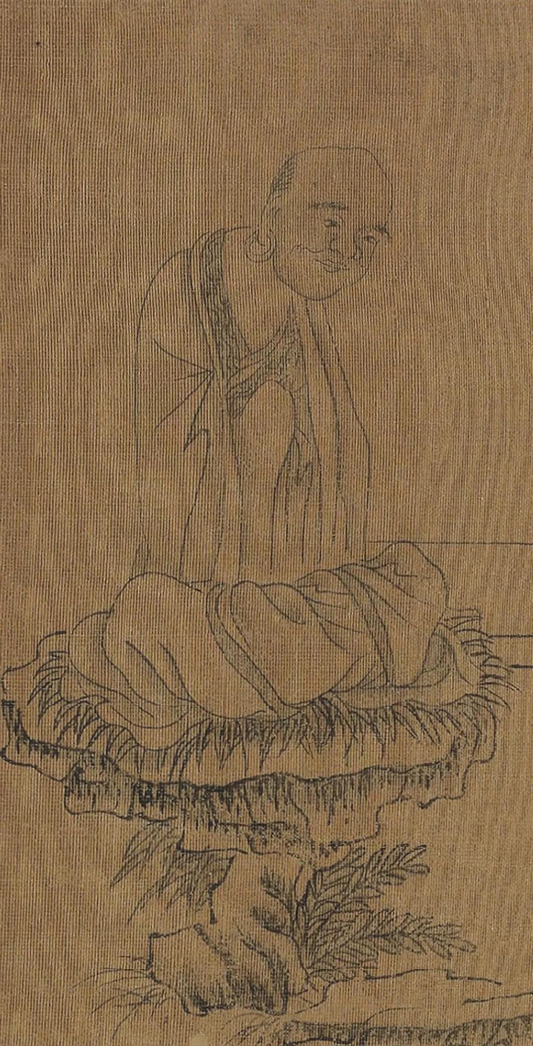 白描十八罗汉图片高清大图,清李公麟白描十八罗汉图