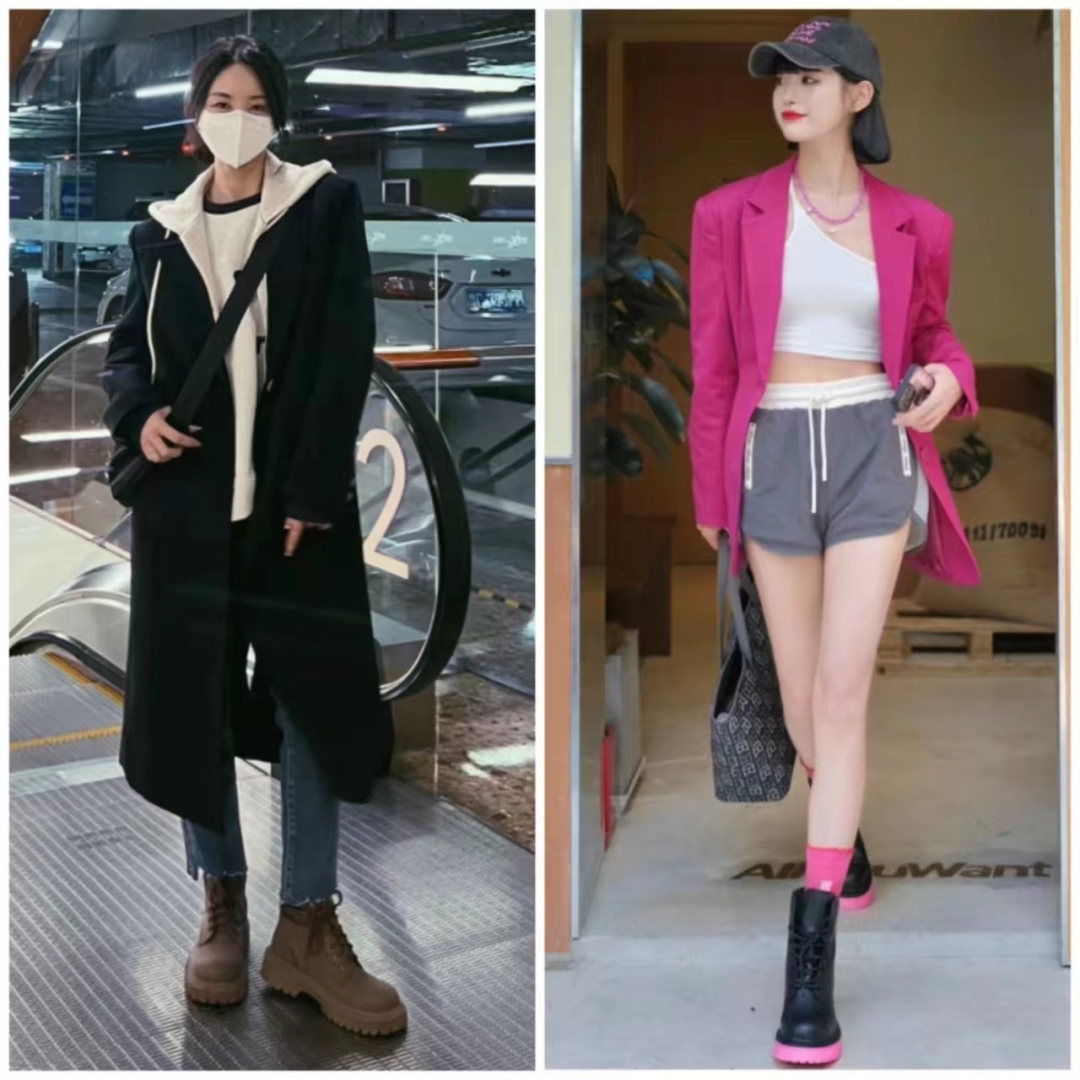 马丁靴的正确搭配图秋冬,穿长腿马丁靴配什么裤子好看