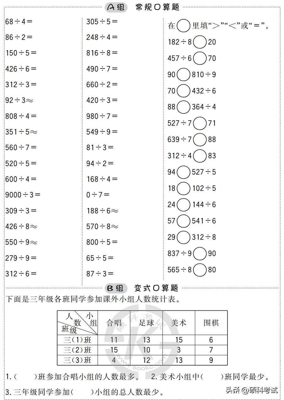 小学暑假二升三数学口算练习,暑假小学数学1-6年级口算能力训练