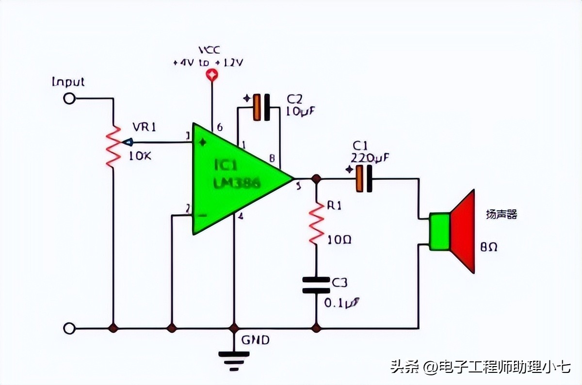 lm386音频放大电路怎么装,lm386典型放大电路