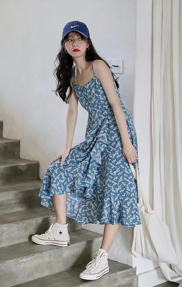 油画裙半身裙,吊带油画裙