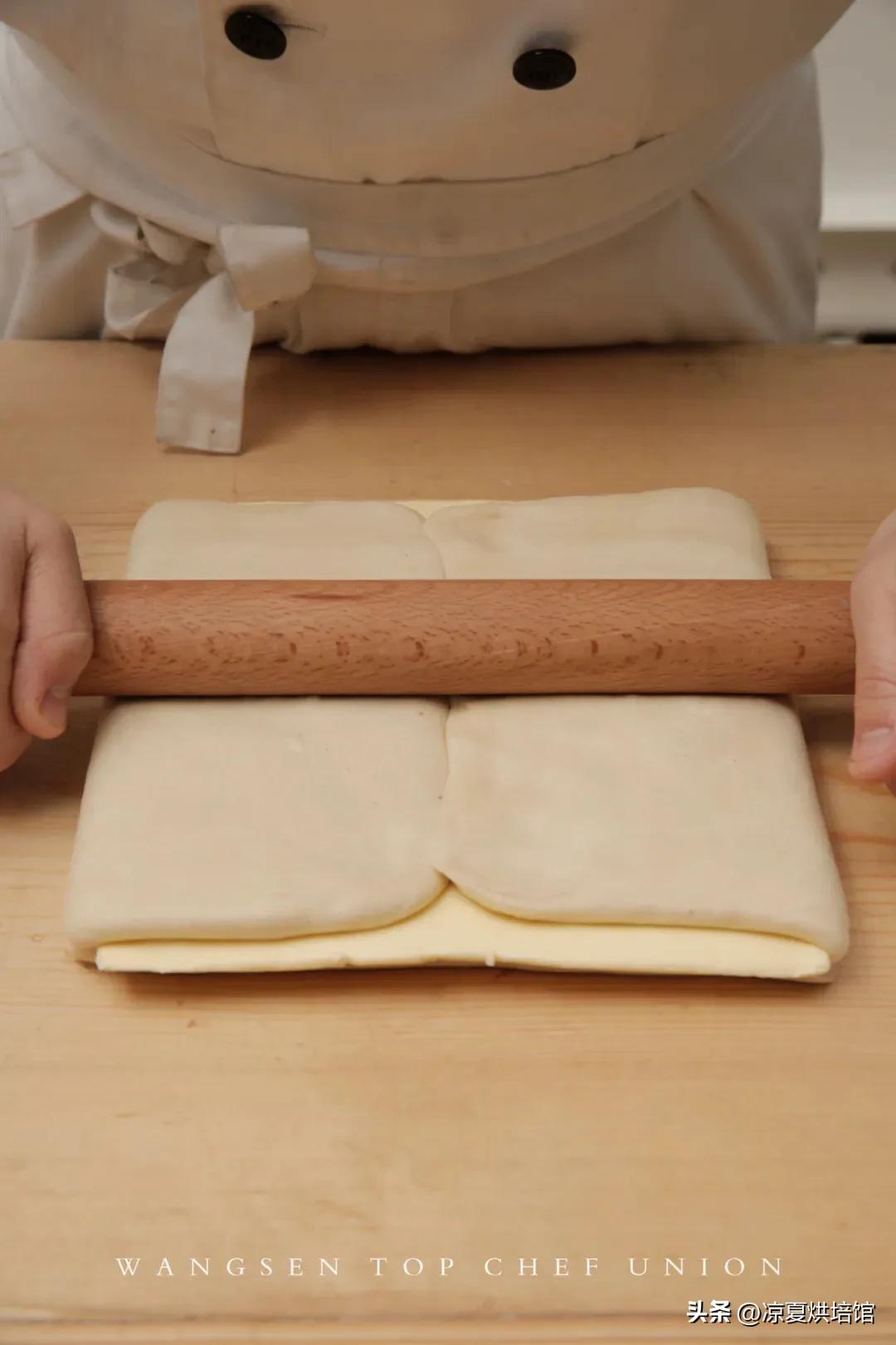 丹麦牛角开酥教程,手工奶酥吐司面包