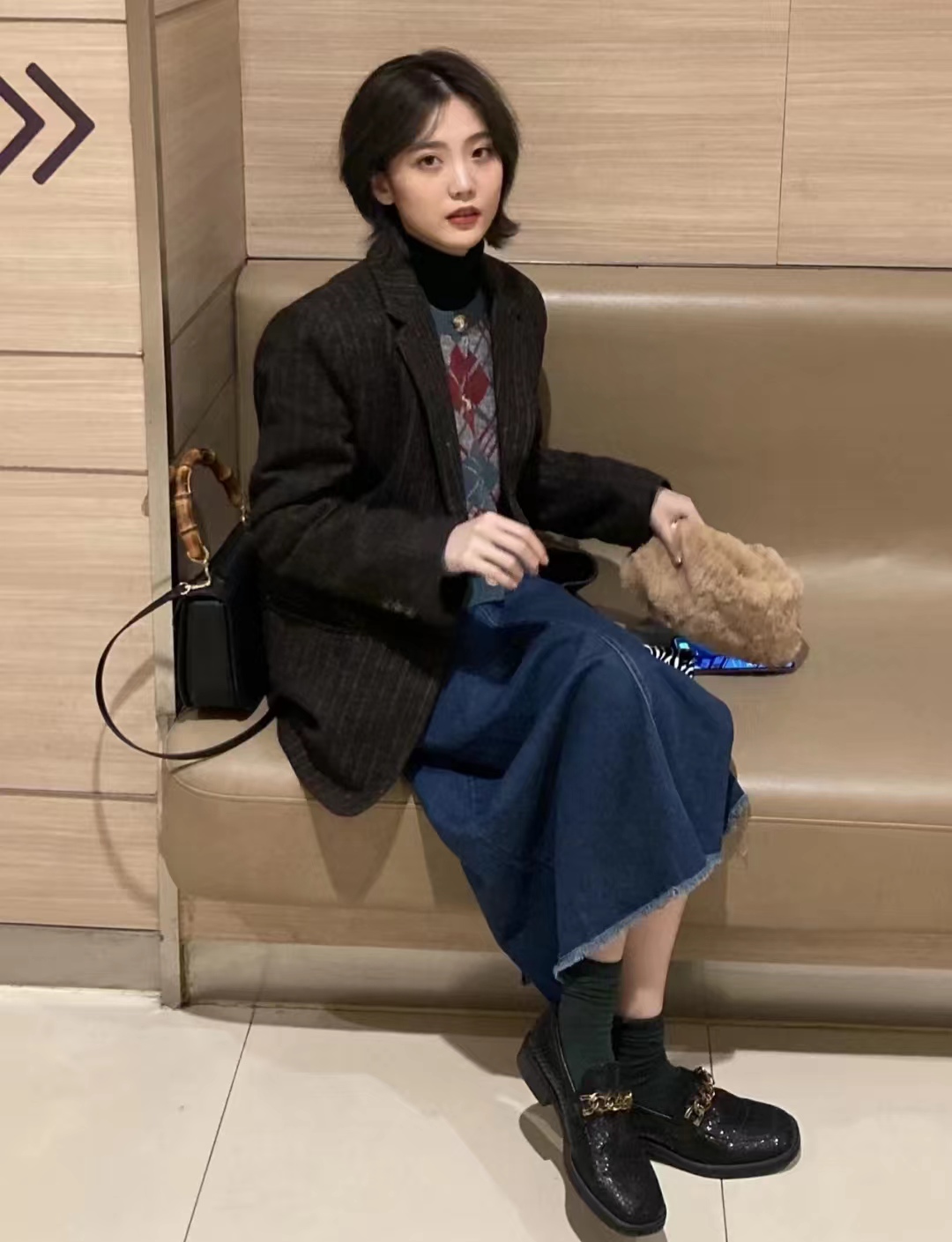 西装长裙搭配西装外套,西装外套配连衣裙气质高级感