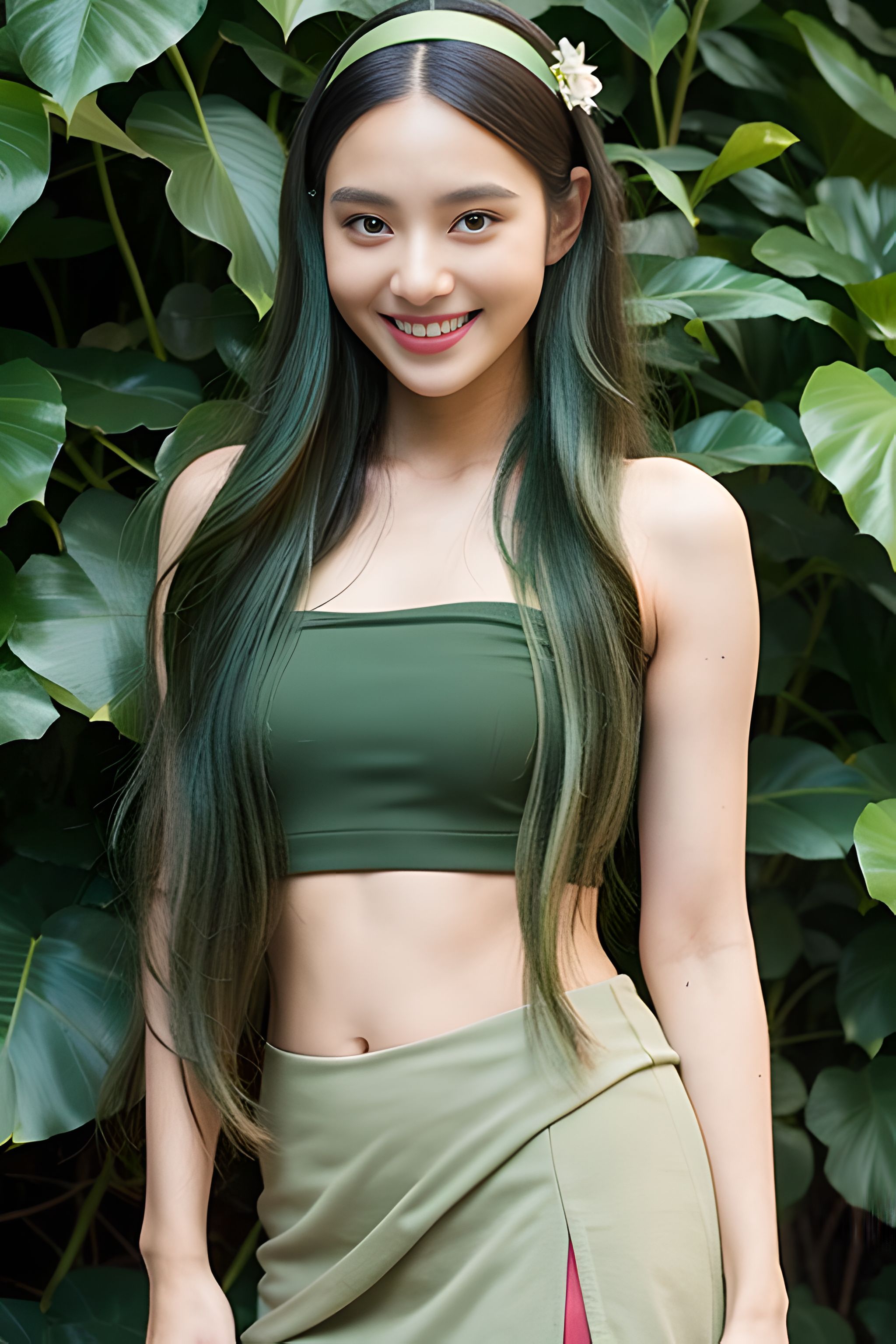 记得绿罗裙，处处怜芳草！绿头发，绿色迷你裙，绿出新芬芳！