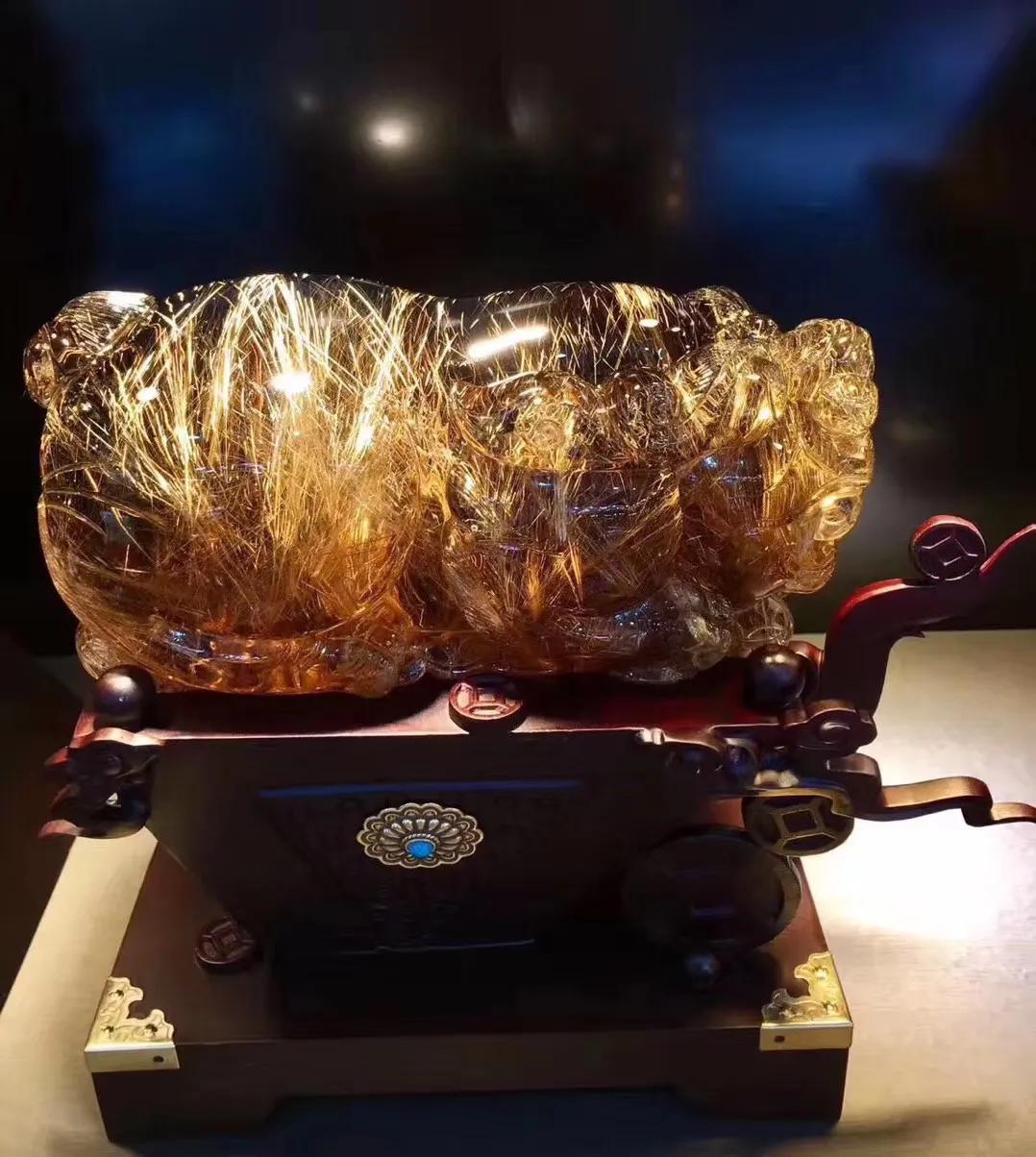 天然水晶原石超大摆件,天然水晶18寸黄色天然水晶球摆件