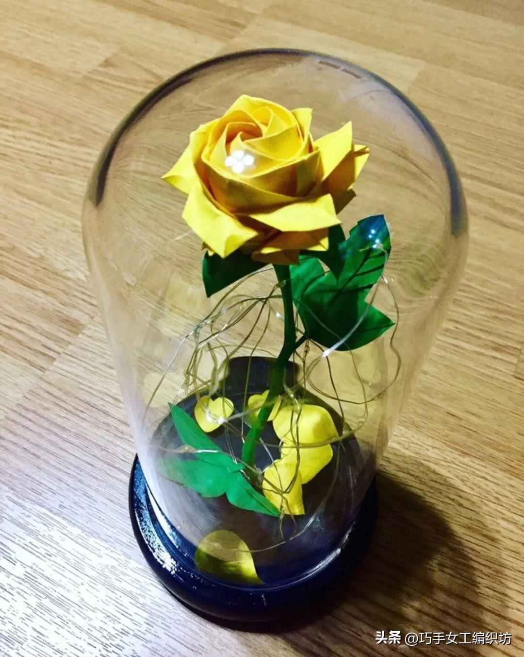 一张纸就能叠着的玫瑰,一张纸能折的红玫瑰花