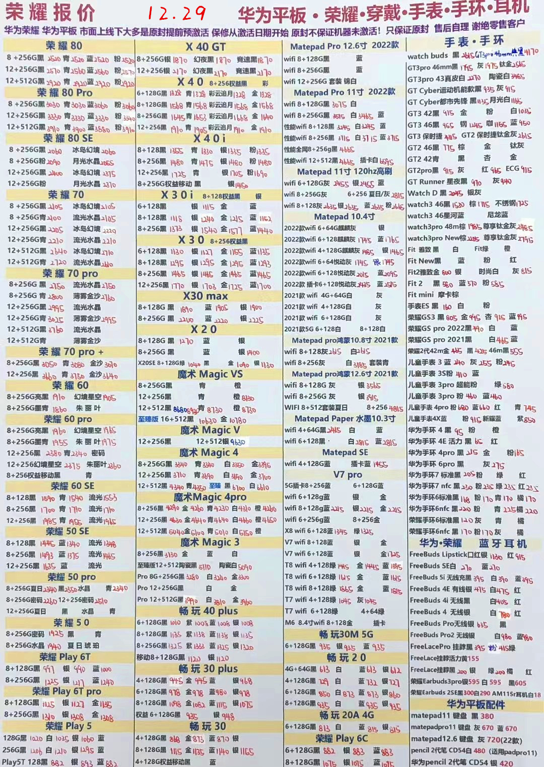 华强北手机批发12月31日报价,华强北2022年10月12日手机报价