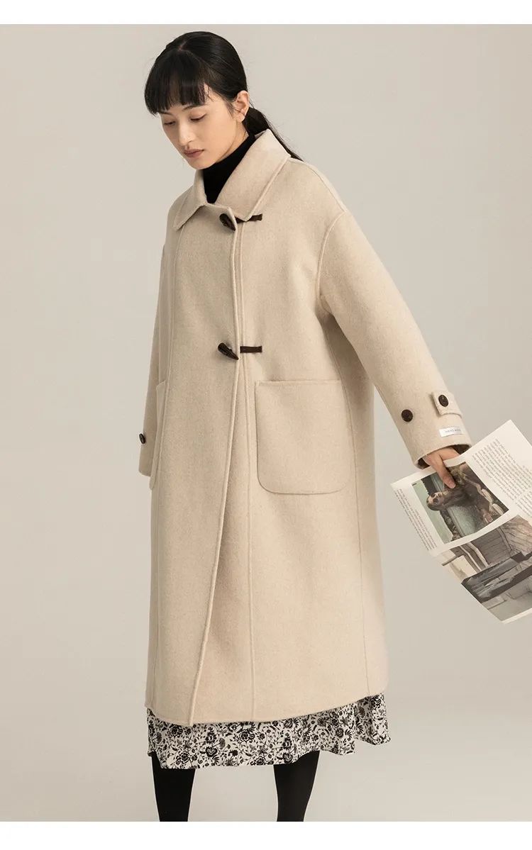 早秋新款韩系宽松气质英伦风大衣,英伦风复古宽松呢子大衣