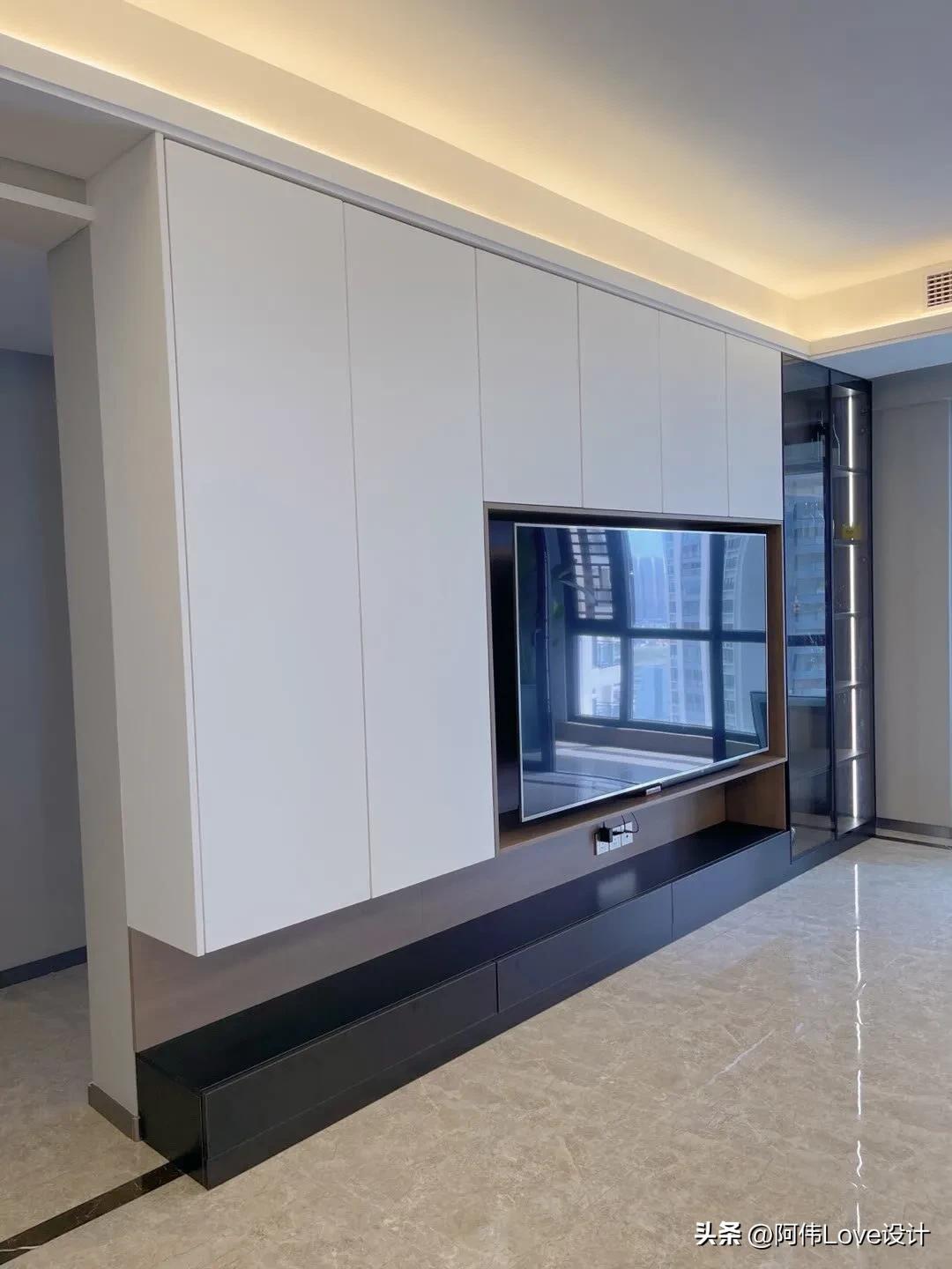 做个满墙电视柜增加收纳不香吗,悬空电视柜是开放格如何收纳