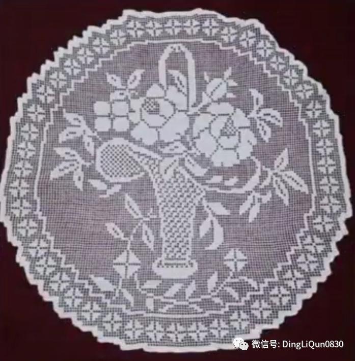 针织钩花小桌布,毛线编织钩花桌布图案