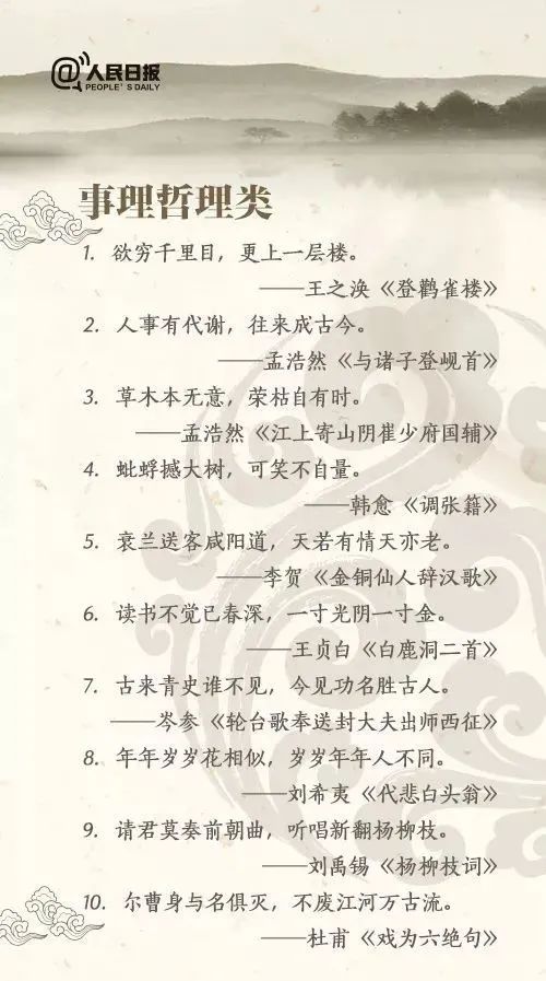 人民日报推荐100句经典古诗句,古诗词中的100个千古名句