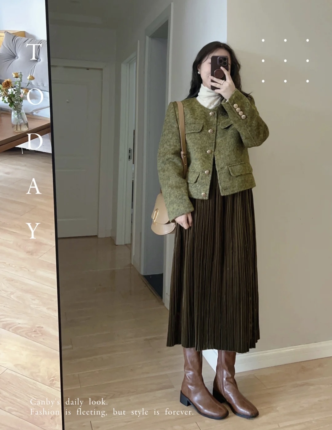 冬季流行鱼尾裙短款羽绒服穿搭,深色羽绒服搭配什么色的半身裙