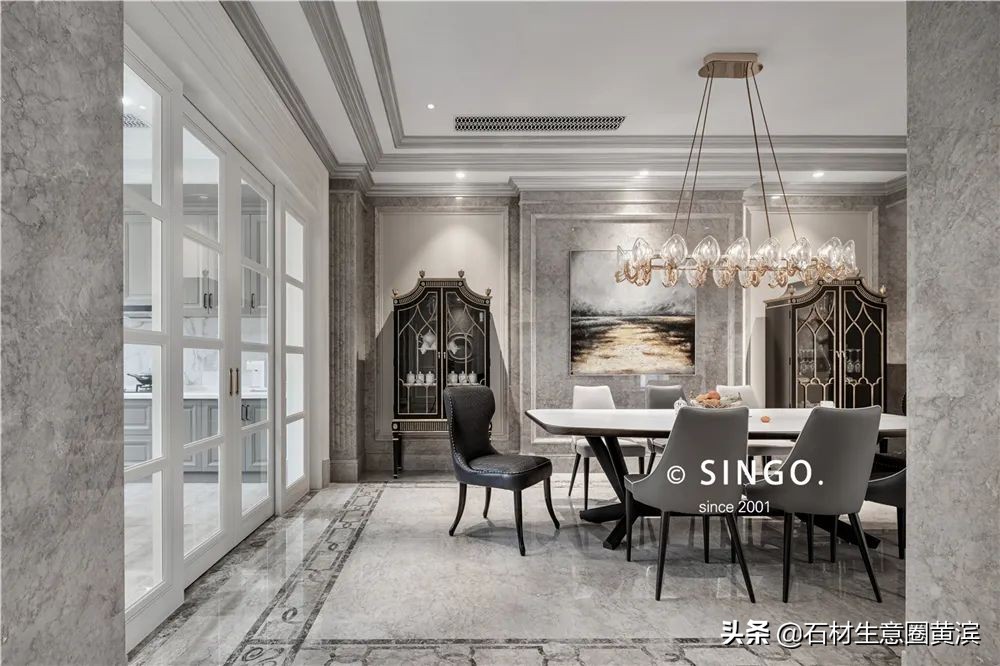 法式轻奢别墅大理石什么颜色好看,大理石法式轻奢