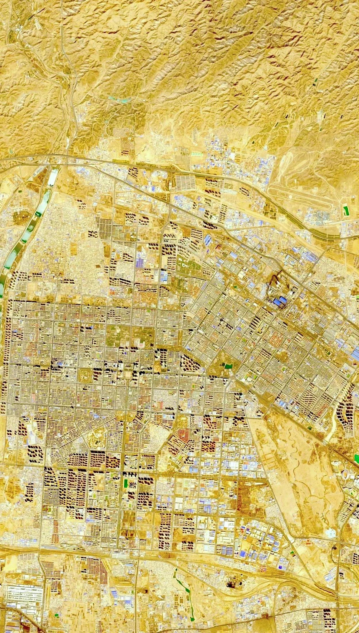 包头工业区发展前景,卫星视角城市夜景