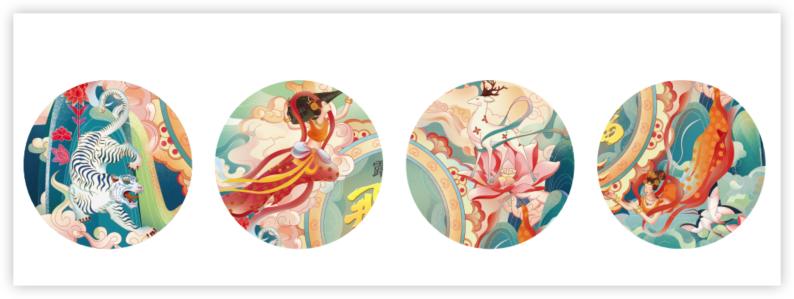 国外包装设计中的经典插画,以壮族文化为主题的国潮风插画