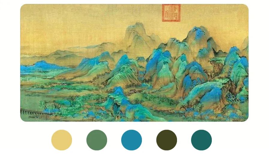 用油画棒模仿千里江山图,青绿山水千里江山图油画棒