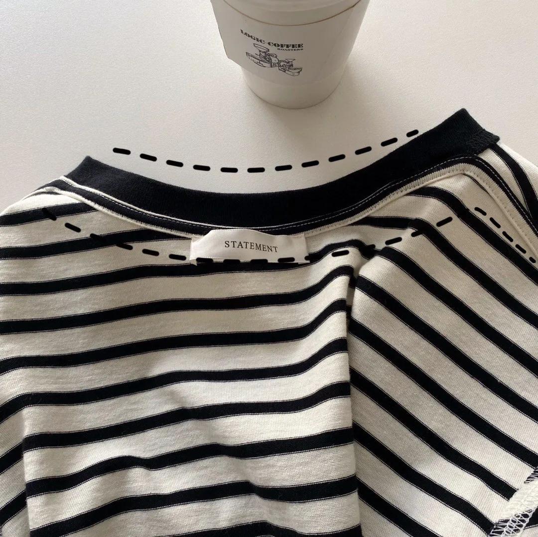 韩系短袖女显瘦,宋慧乔条纹衫短袖