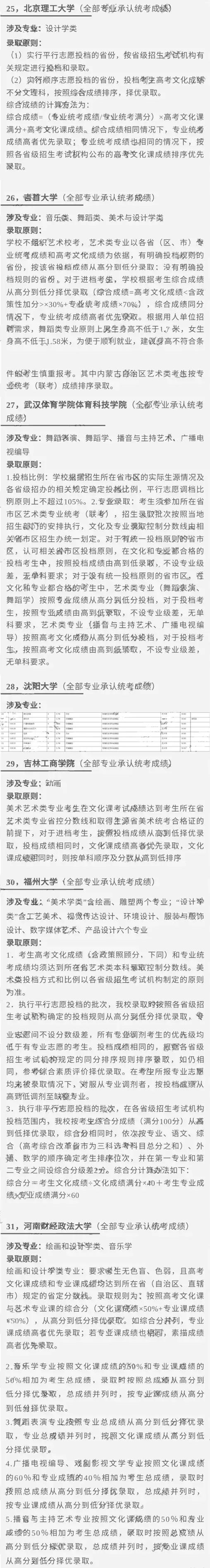 汇总！2023艺术类专业承认统考院校