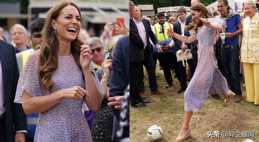 凯特王妃穿碎花裙美,凯特王妃足球视频