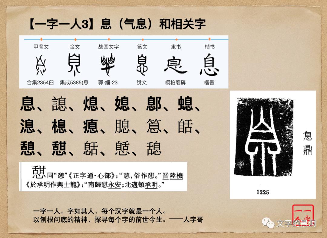 「一字一人3」息(气息)和相关字