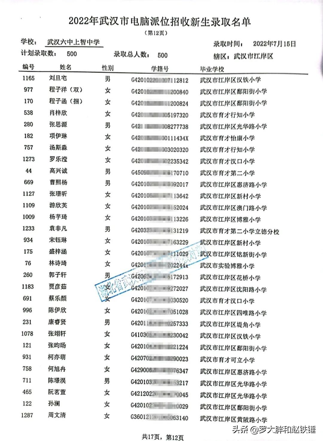 2020年武汉市小升初电脑派位,武汉市江汉区小升初电脑派位结果