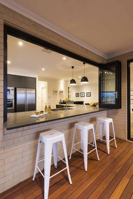 100款开放式厨房设计带吧台,17平方开放式厨房餐厅一体吧台