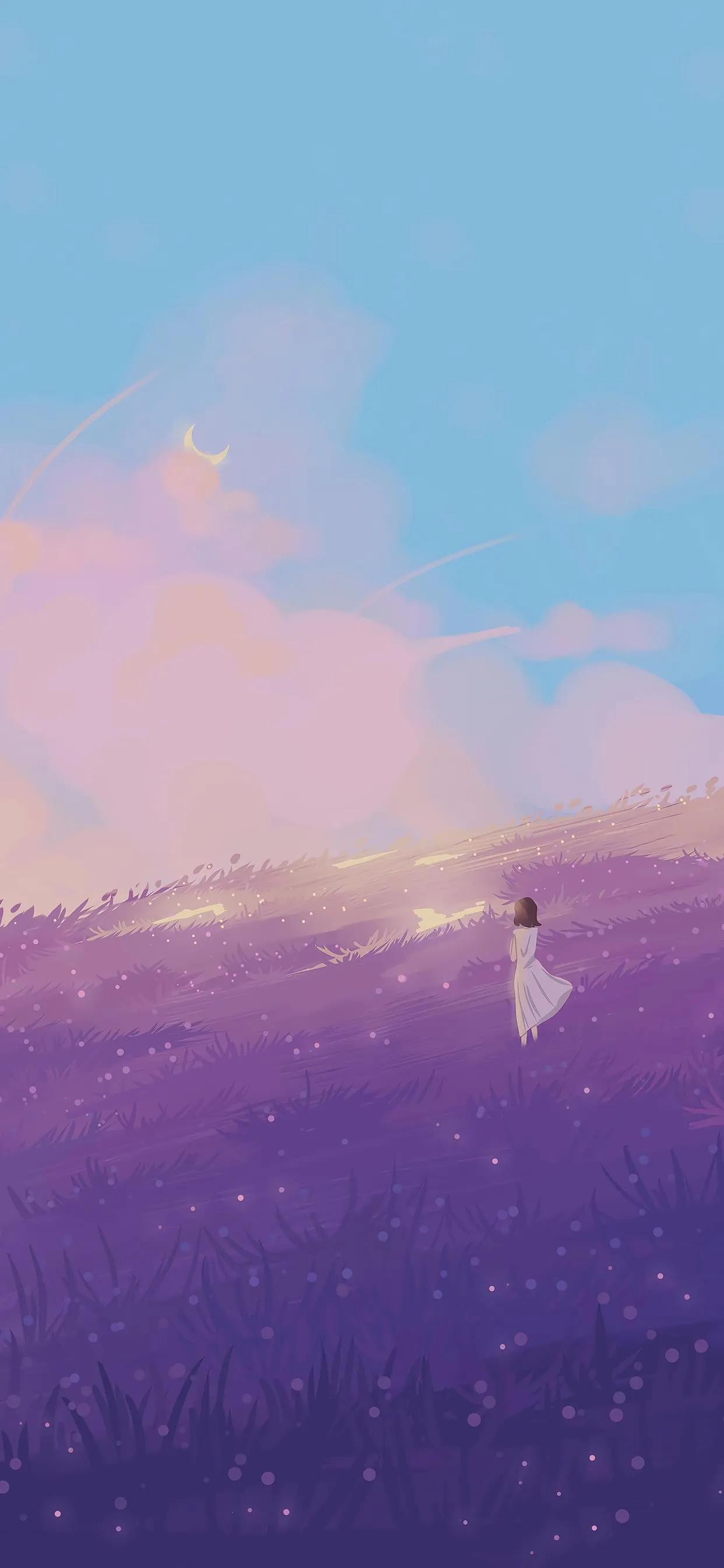 萌图100张可爱壁纸,春日海边小镇壁纸插画