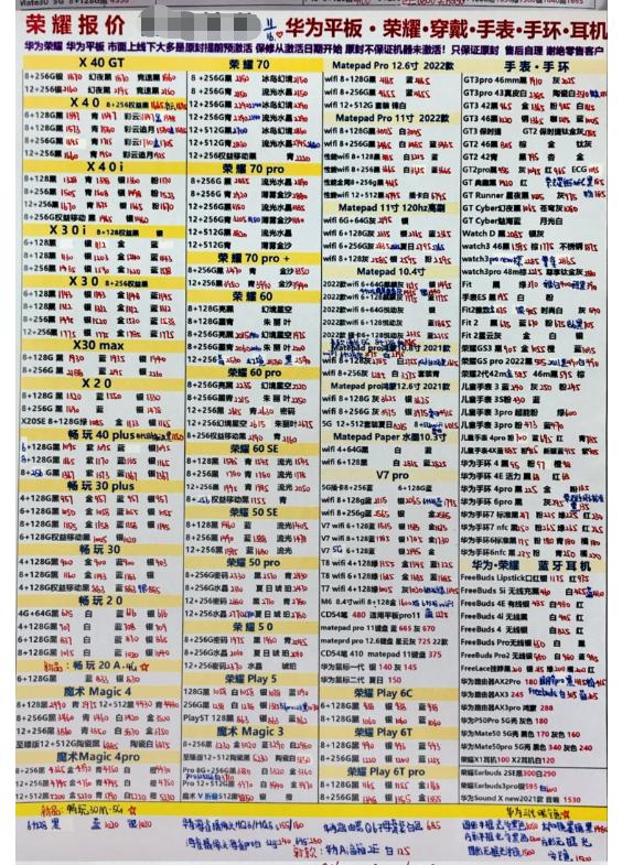 11月16日华强北各品牌全新手机报价