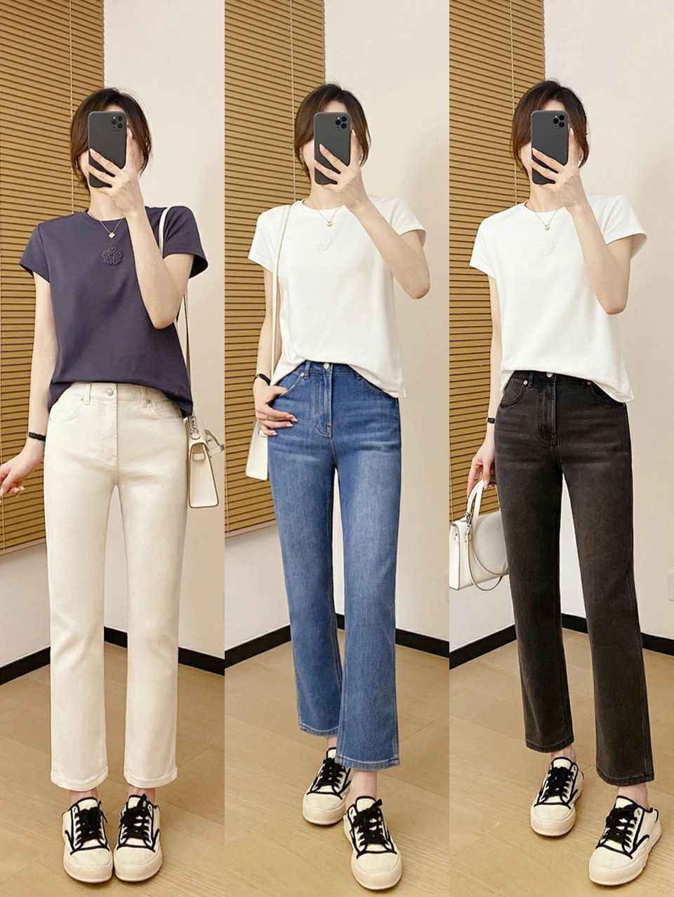 t恤配牛仔裤休闲简约,穿t恤搭配牛仔裤很时尚
