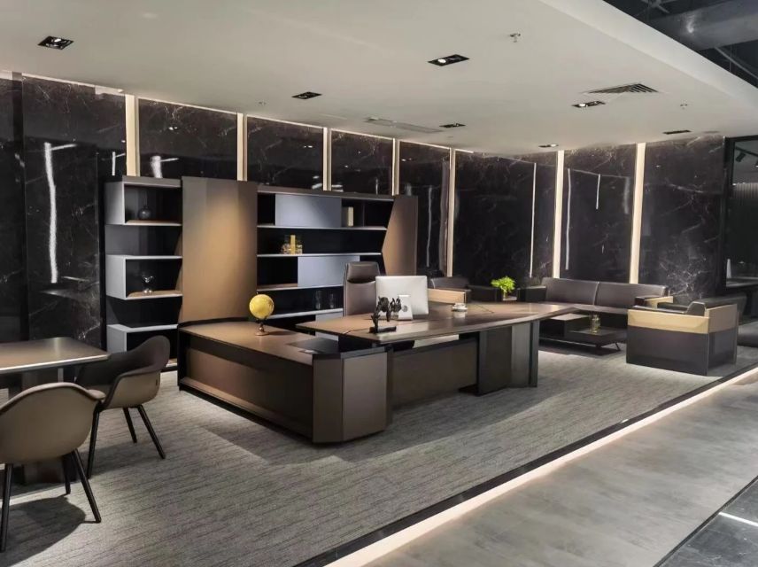 老板办公桌椅组合简约现代大班台,老板办公室柜子效果图新中式