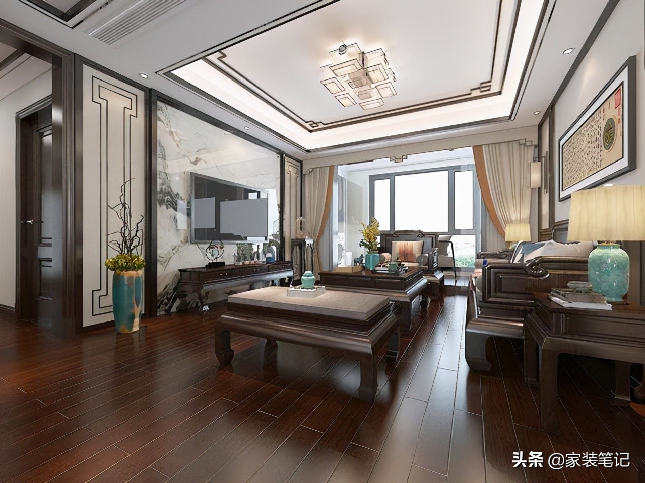 十大经典客厅设计,中式客厅吊顶效果图大全2021款